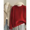 Autumn and Winter Women Soft Waxy Round Neck Cashmere Sweater Women's Loose Sweater Autumn and Winter Short Base Sweater