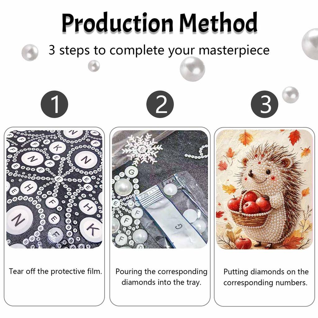 Animal Pearl Painting Handmade DIY Autumn Hedgehog Pearl Art Painting Stickers Home Decoration Gift