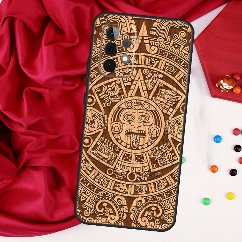 Mayan Calendar Wood Pattern For Samsung Galaxy A55 A53 A33 A13 A35 A15 A36 A56 A26 A16 A22 A32 A52 A54 A34 A06 A05 Case
