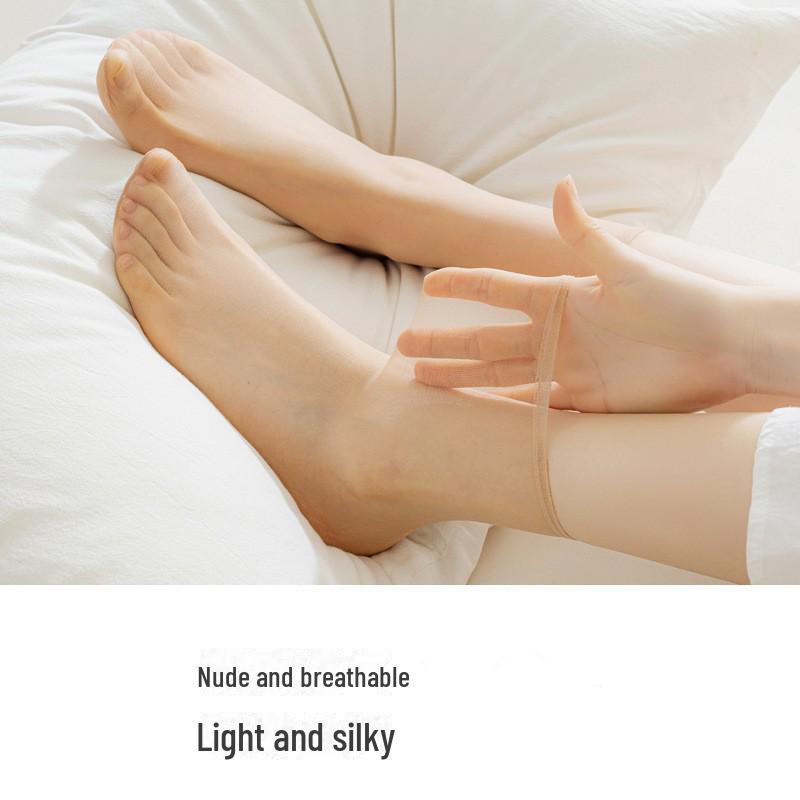 Ultradünne, rutschfeste kurze Strümpfe mit Kristallen – hautfarbene, gepunktete Stahlsocken für Damen, die nicht hängen bleiben