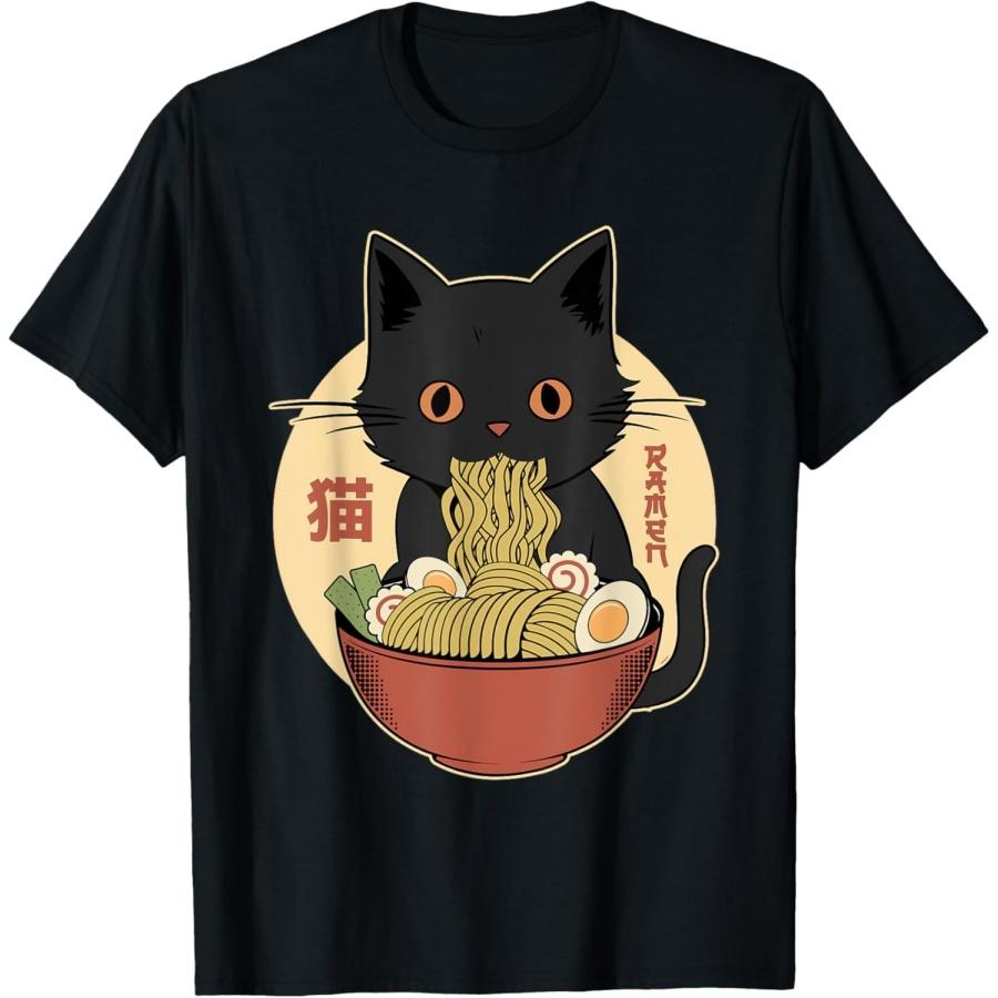 Berentoya Cat Ramen Забавные футболки с графикой Японская кавайная кошка Аниме футболка S