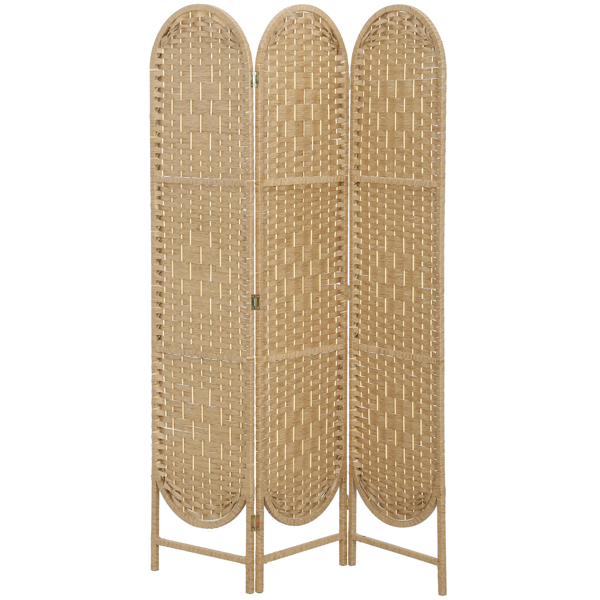 Paravan de confidențialitate autoportant, Divizor de cameră pliabil cu 3 panouri pentru sufragerie, dormitor și birou, Finisaj lemn natural 120 x 1.8 x 170 cm natural
