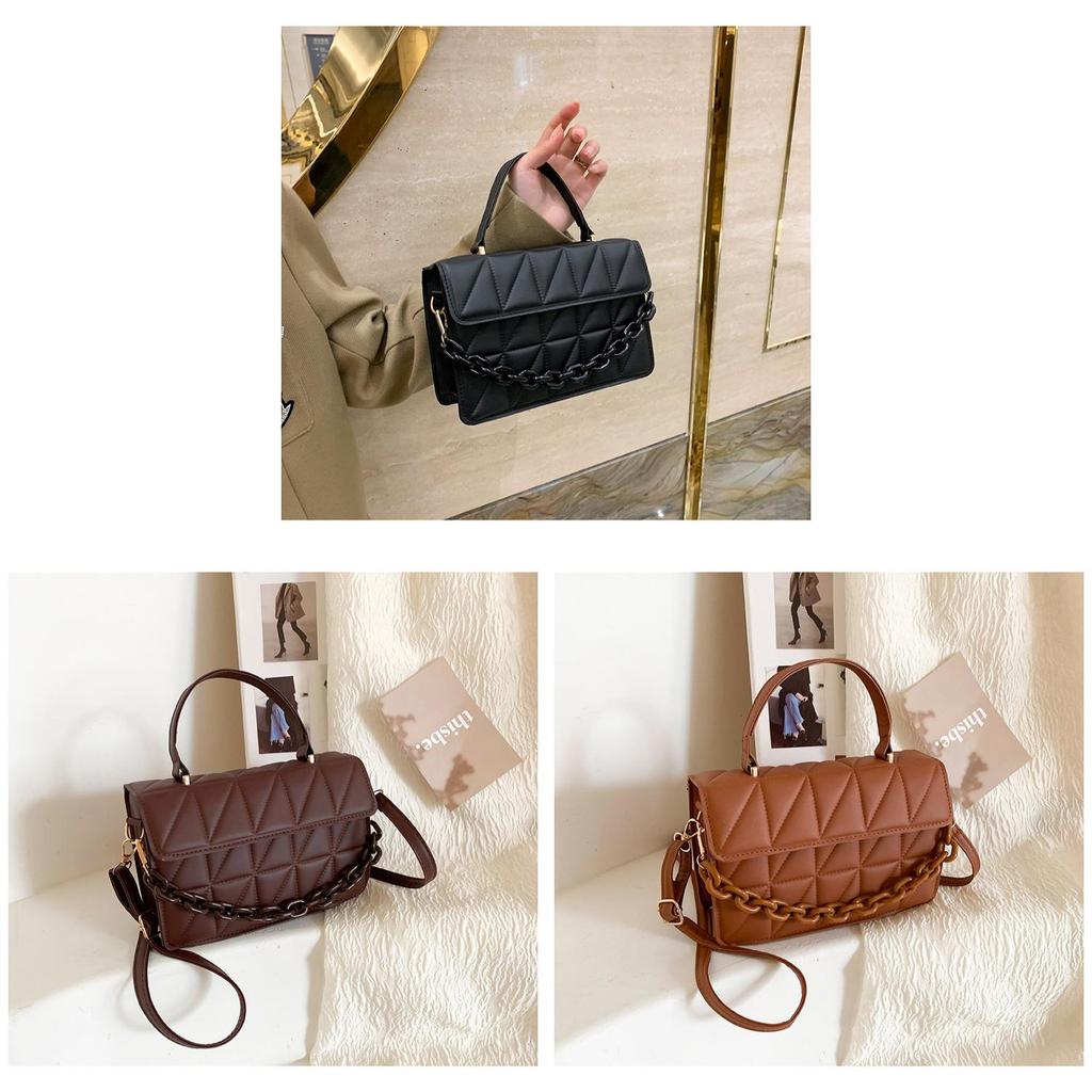 Small Fashion Pu Crossbody Bag With Embroidered Diamond Pattern For Casual Daily Use