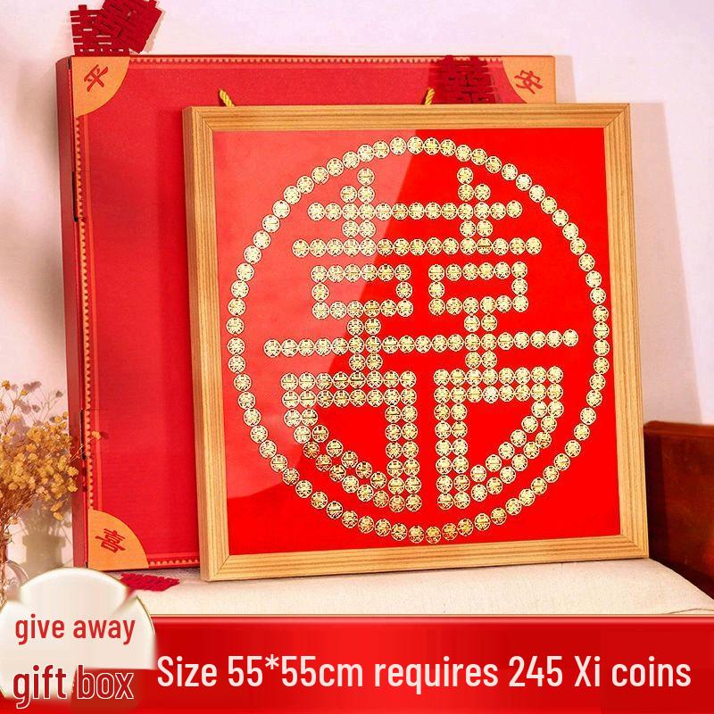 Рамка для демонстрации свадебных монет «Двойное счастье» своими руками