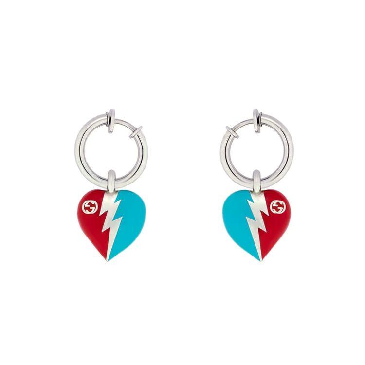 Gucci G Series Heart Shaped Exquisite Fashion Jewelry Glossy Resin Earrings Women earrings Silver 729604-J978H-8516 Dust Bag+Box (Random Color),U,Silver