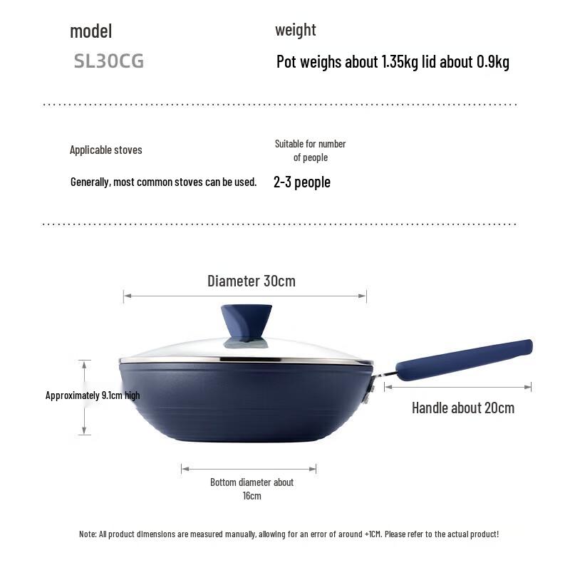 COOKER KING Valley Deep Blue Non-stick Smokeless Wok