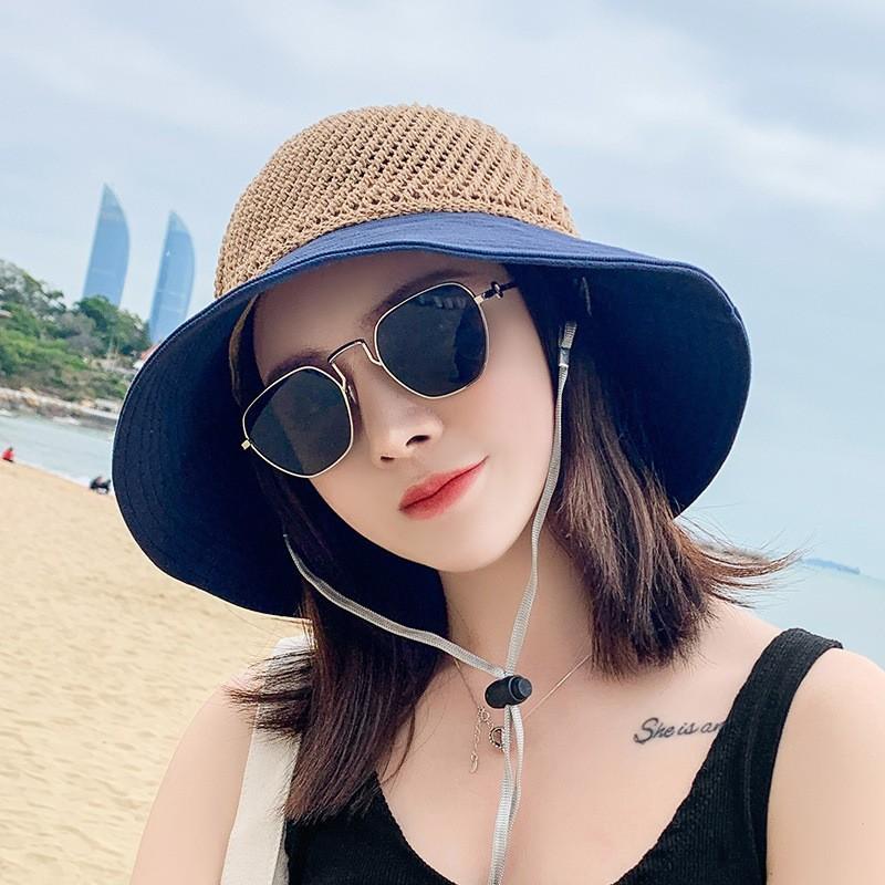 Hat, women's summer sunscreen, sunshade, straw hat, hollow fashion, cool Korean version trend, versatile sun hat, travel bucket hat
