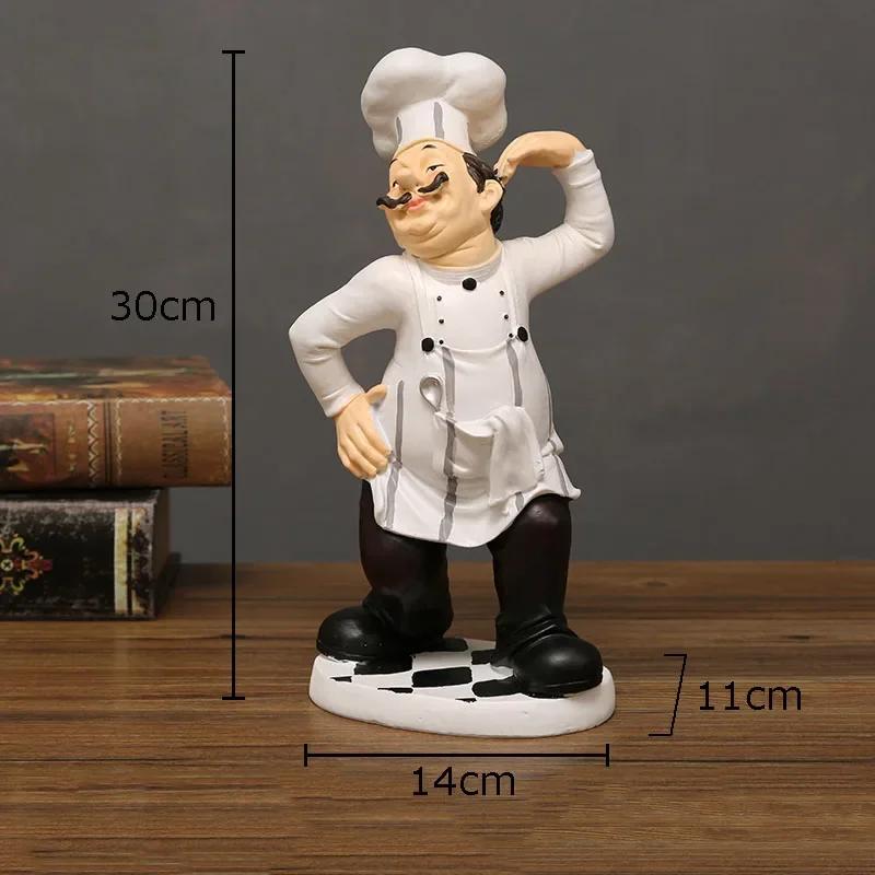 Chefes Barbudos Figuras Creativas Estatua Decoración de Escritorio Personaje Chef Profesional Escultura de Resina Adornos Decoración Moderna para el Hogar