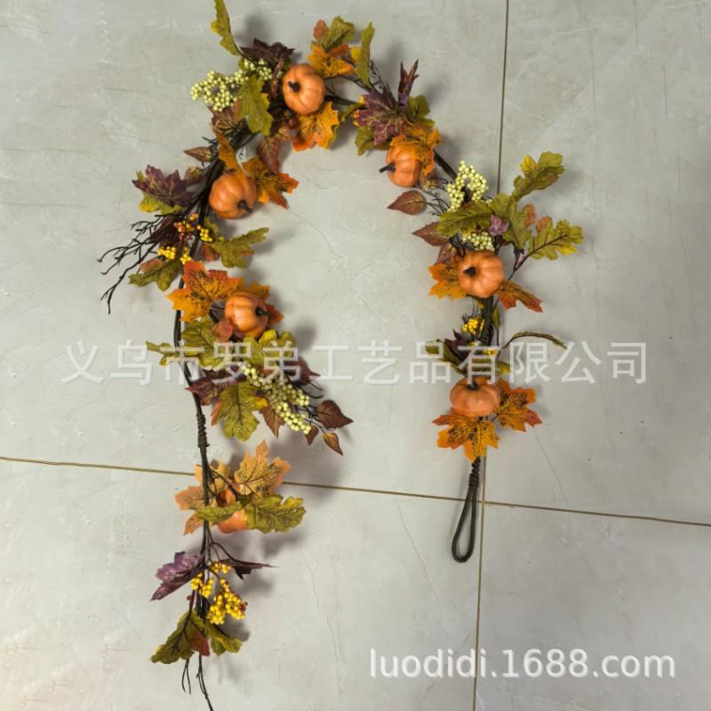Harvest Wreath With Pumpkins Berries Vine Circle Halloween Thanksgiving Door Decor