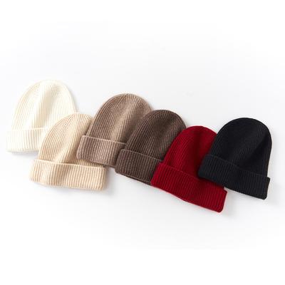 Cashmere New Autumn and Winter High End Knitted Striped Warm and Simple Double Layer Flanged Casual Hats for Men and Women