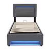 Upholstered Bed Large Storage Space LED Lighting Sturdy Construction Good Load Capacity with USB Ports Modern Upholstered Bed Bedroom