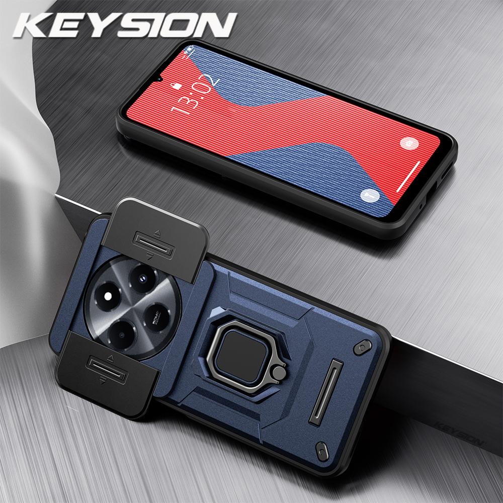 

Протиударний броньований чохол KEYSION для Xiaomi Redmi 14C силіконовий + захисне кільце для об’єктива камери для комп’ютера, підставка, чохол для телефону для Redmi 14C for Redmi 14C синій