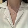 Double Layered Camellia Necklace for Women's Light Luxury Fashion Design Necklace Neck Chain Tassel Collarbone Chain Jewelry Gift