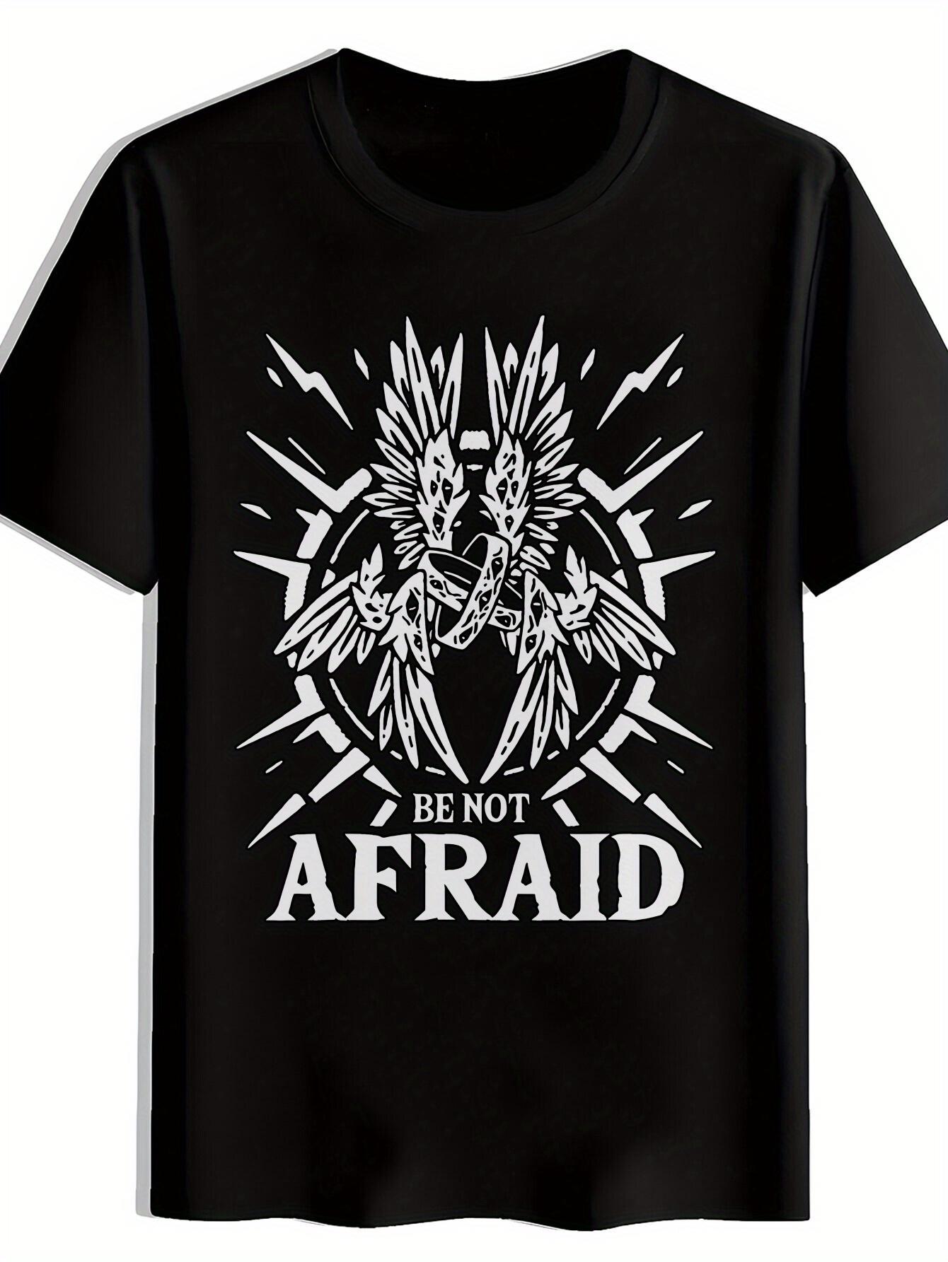 T-shirt Black with Eagle Wings & Be Not Afraid Graphic - Casual Summer Tee M