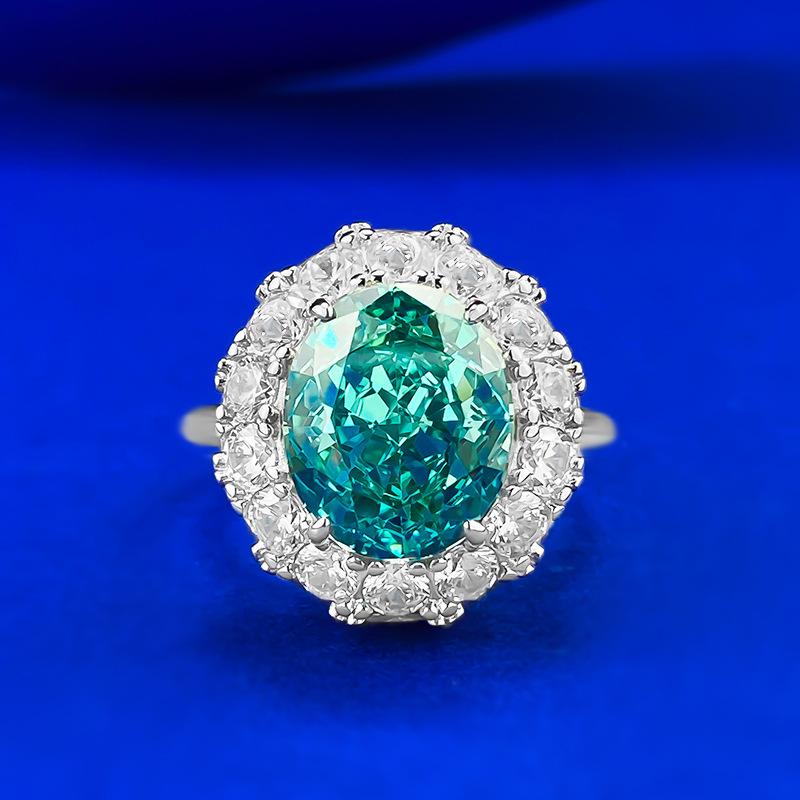 

Luxury Set With Diamonds 10 * 12 Pa Green Background Ice Flower Ring Female Rich Woman No. 8
