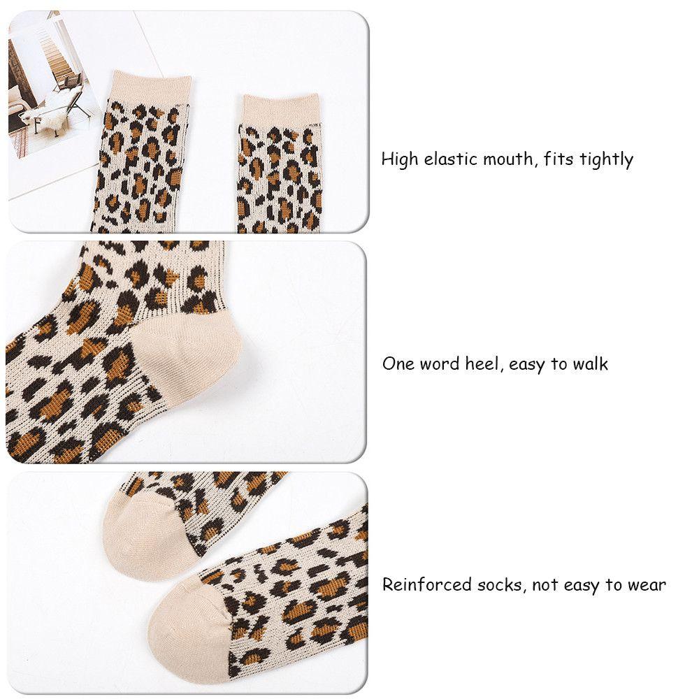 Christmas Gifts Comfortable Retro Breathable Harajuku Women Socks Skateboard Socks Leopard Print