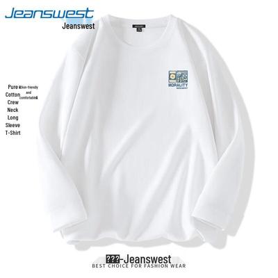 Camiseta de manga larga de algodón puro de peso pesado para hombre de Jeanswest