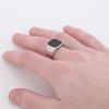 [sakuto] Ring Men's Signet Ring Stainless Steel Square Square Black (14)