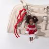 Latest Cute Fashion Black Skin Doll Pendant Creative Red Lanyard Bead String Decoration Girls Bag Pendant Accessories Kids Toys
