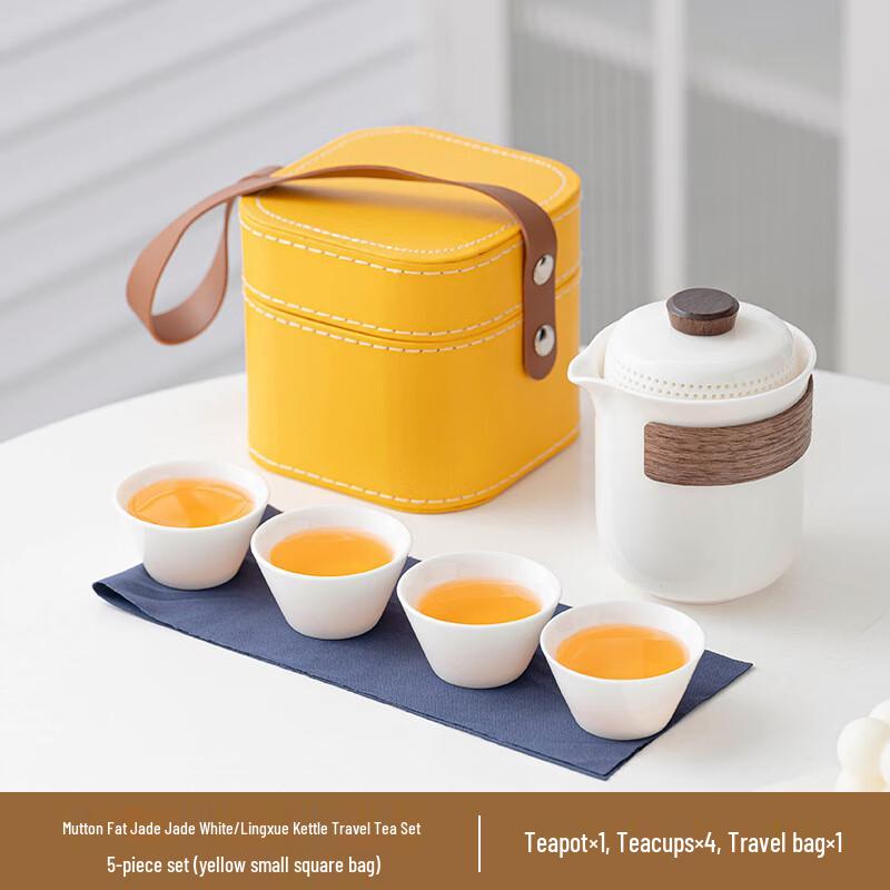 Mutton-Fat Jade Porcelain Travel Tea Set