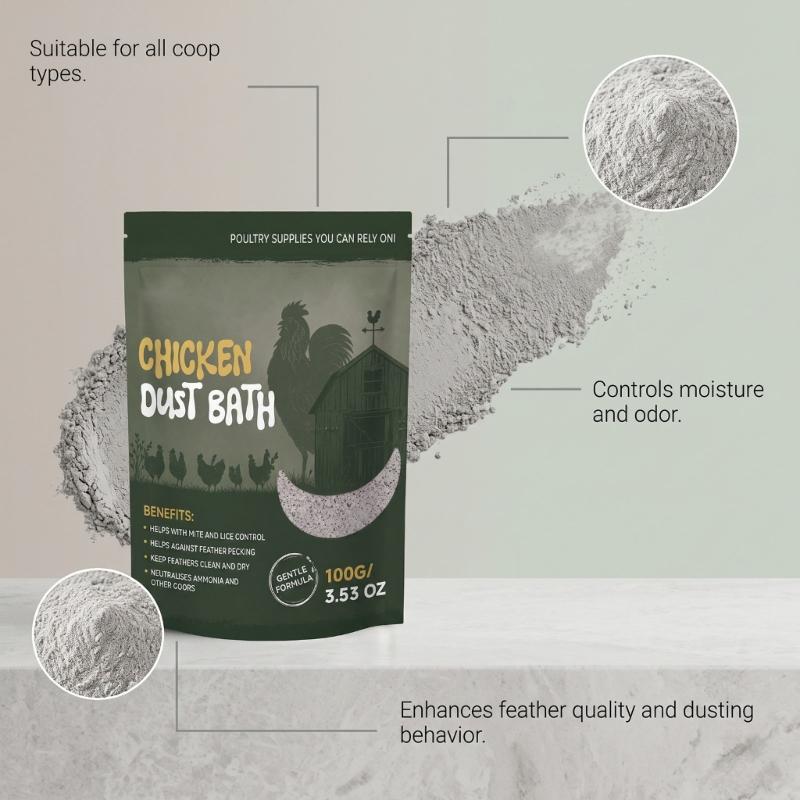 EELJOY Backyard Chicken Dust Bath Powder, Poultry Care Supply with Resealable Bag for Routine Plume Cleaning Support Use
