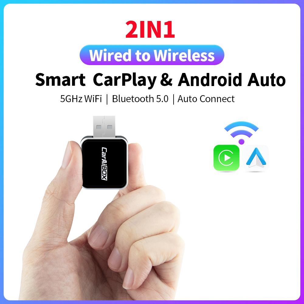 Wireless Carplay Adapter Mini Smart Box Android Auto Dongle USB Plug And Play Auto Connect Bluetooth 5.0 5GHz WiFi