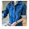 Camicia Casual in Denim a Maniche Lunghe alla Moda da Donna Stile Coreano Ampia Nuova con Rever Primavera e Autunno Ufficio Blusa Lunga Streetwear Top Giacca Abbigliamento