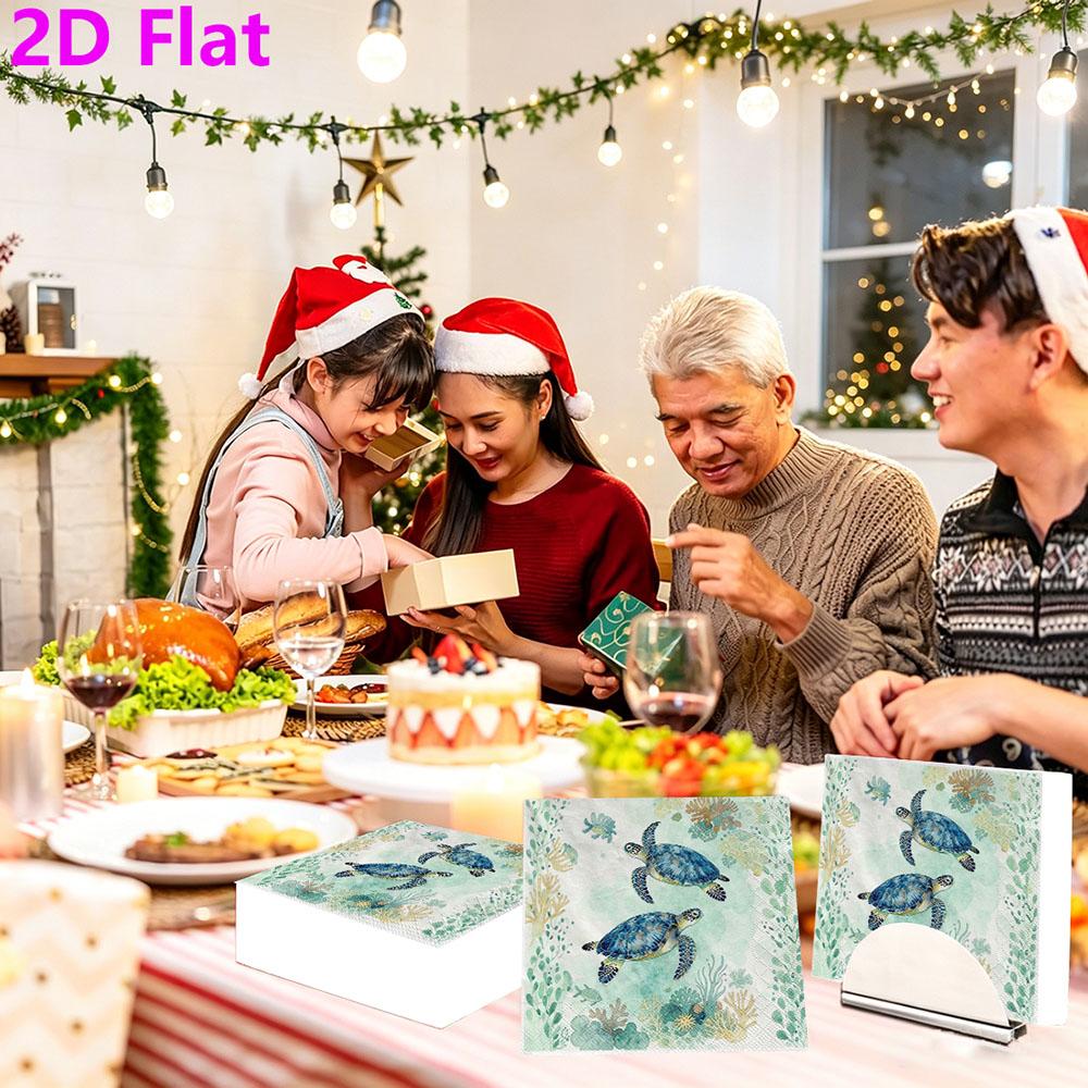 20pcs Disposable Napkins with Sea Turtle Pattern Print for Wedding,Parties,and Daily Use for Thanksgiving Fall Christmas Table Decoration