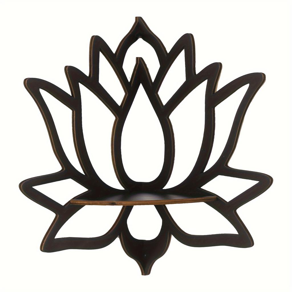 1pc Floating Wooden Lotus Shape Display Shelf, Wall Corner Crystal Stone Storage Rack,Household Storage Organization