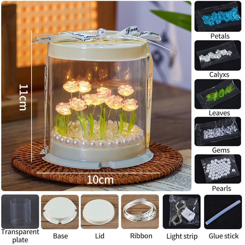 Diy Flower Lamp Ornament Table Lamp Decoraitons Handmade Crafts Gifts Desk Accessories Mother'S Day Children'S Day Gifts