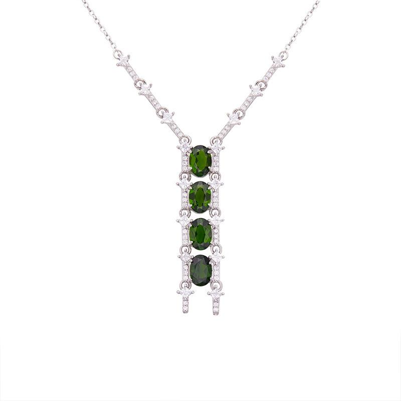 Natural Citrine Topaz Garnet Diopside Colored Treasure Necklace Women'S S925 Silver Deluxe Diamond Set