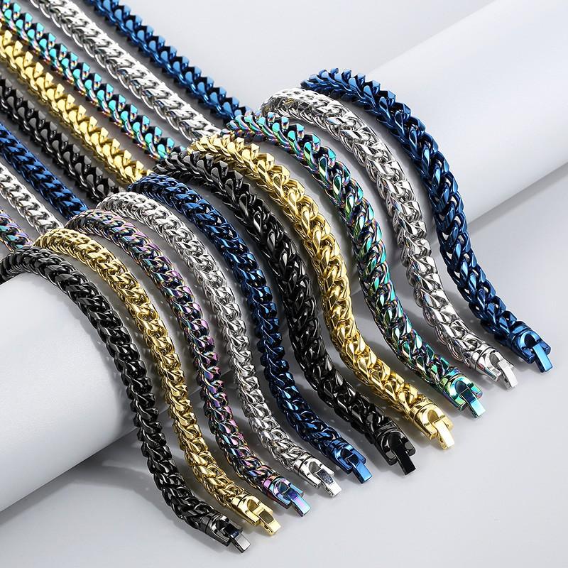 316L Stainless Steel Round Foxtail Chain Necklace for Men Women 8/10Mm Hip Hop Colorful Chunky Party Jewelry