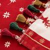 Red Christmas Table Runner Woven Jacquard Xmas Tree Holiday Bed End Flag Dresser Coffee Table Cover