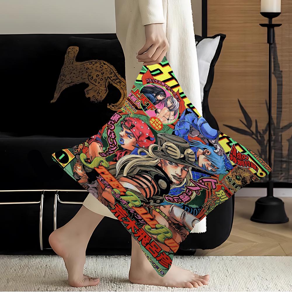 1PC Anime JoJos Bizarre Adventure JOJO Cushion Cover Car Throw Pillow Case For Sofa Car Christmas Gift 40x40cm 45x45cm