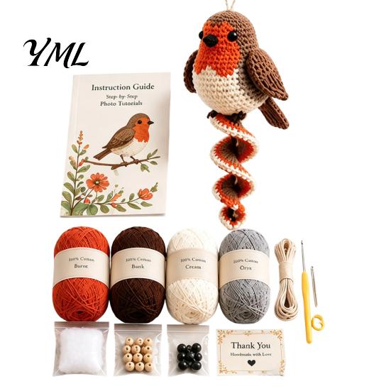 Textile Crafting Hobby Kit Crochet Garden Animal Spiral Hanging Kit, Beginner Friendly DIY Swing Personalized Handmade Gift Idea Butterfly Ladybug