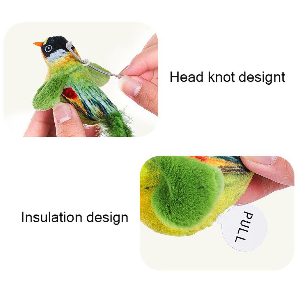 Smart Cat Chirping Bird Toy - Auto Sound Activation Chew-Resistant Feathers & Catnip Attraction Dual Play Modes for Interactive
