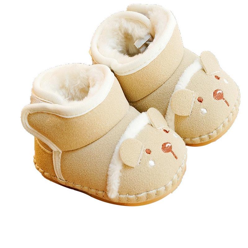 Kadife Astarlı Kaymaz Kışlık Bebek Ayakkabıları, 0-1 Yaş İçin Yumuşak Taban