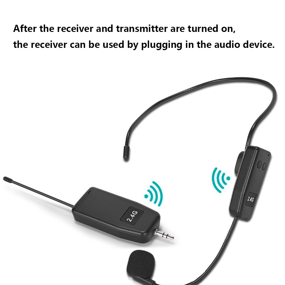 2Pcs Black 2.4G 100ft Range Wireless Headset Microphones For Speakers Teaching