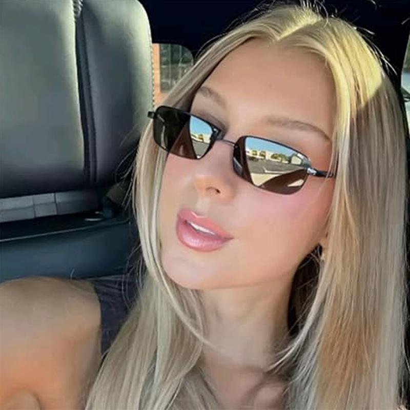 Módní kovové malé obdélníkové sluneční brýle pro ženy muže návrhářský trend klasické úzké obdélníkové sluneční brýle Lentes Mujer