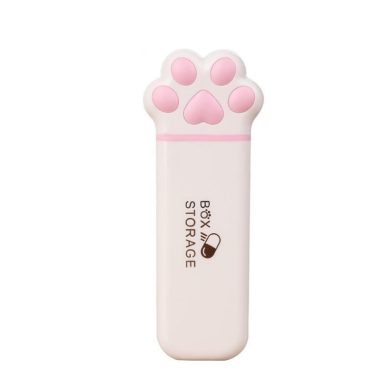 

1-2Pcs Mini Cat Claw Medicine Storage Box Portable Daily 3Grids Pill Cases Container Travel Fish Oils Pill Dispenser Organizer розовый