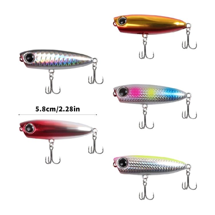 Multiple Color 5pcs Popper Lures With Reinforced Treble Hook Baits for Saltwater