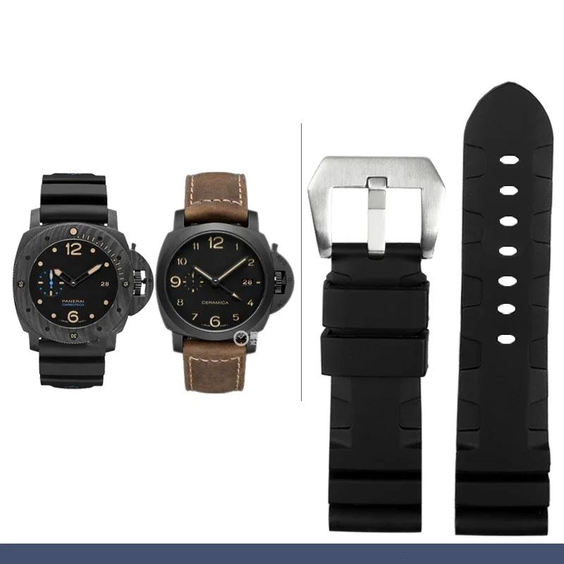 

Для Panerai SUBMERSIBLE PAM 111 441 616 Ремешки для часов Мягкая силиконовая резина 22 мм 24 мм Мужские аксессуары для часов Ремешок 22mm