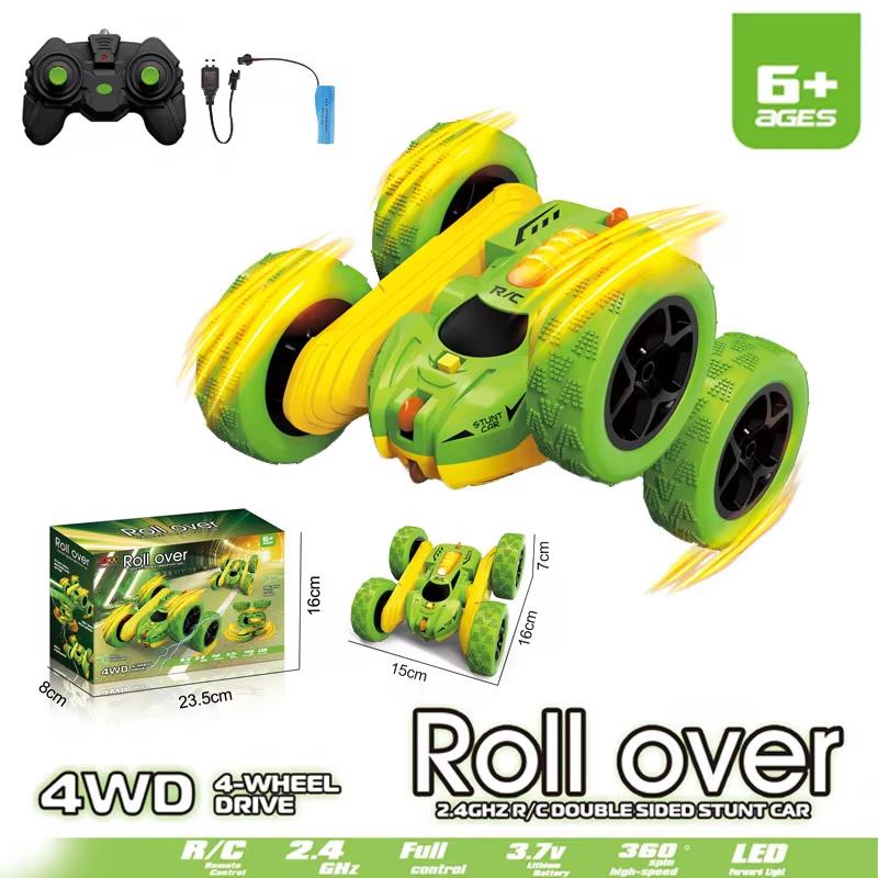 New Multifunctional Mini Remote Control Car with Lights Type-C Fast Charging 2.4GHz Double Sided Flips RC Cars 360° Rotates RC Stunt Car Toys for Kids