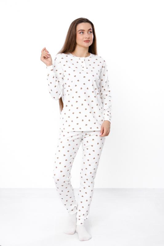 Women's cozy pajamas – Heart pattern, top with buttons, Any season 8268-016 HC