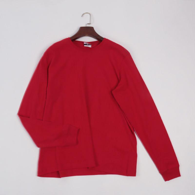 

Export Casual Long Sleeves Men and Women Spring & Fall Pure Color T-Shirt Big Red L
