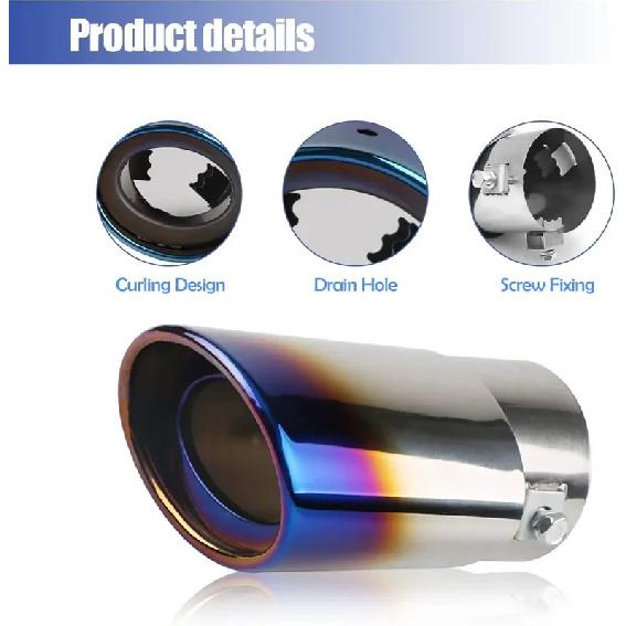 1PCS Universal Car Auto Exhaust Muffler Tip Stainless Steel Pipe Chrome Trim Modified Car Rear Tail Throat Liner Accessories