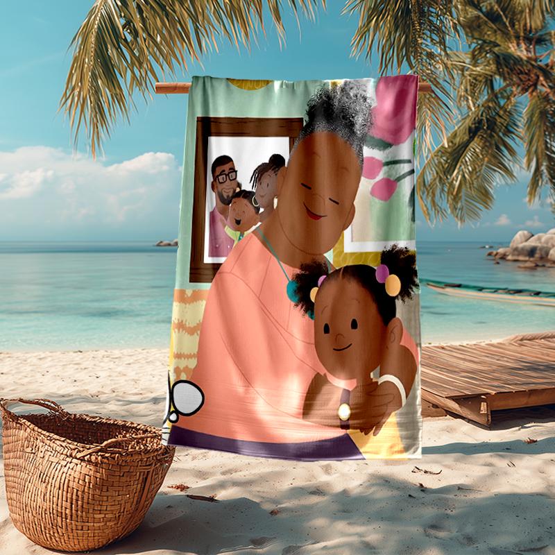 Ultra-Soft Beach Towel with Jojo And Gran Gran Theme,Ideal for Pool - Camping, Diving - Perfect Travel Essential, Vibrant Beach Towel.