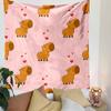 Cute Capybara Pattern with Hearts Patterned Tapestry Decorative Wall Hanging, Home Bedroom Living Room Decor