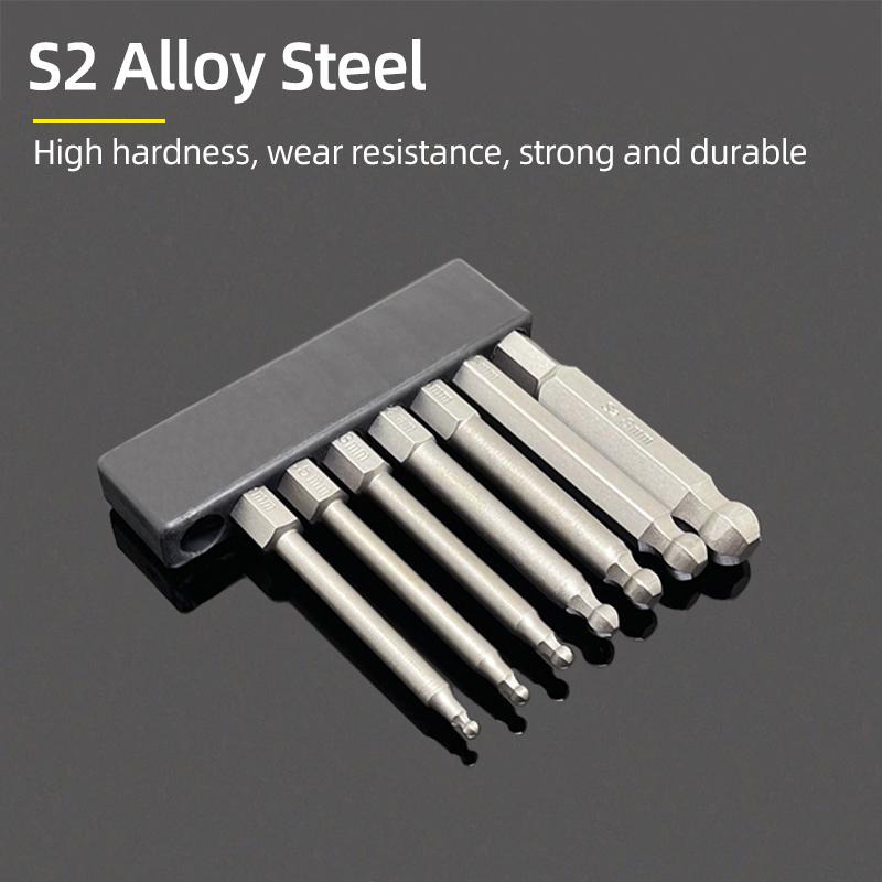 Ball End Hex Screwdriver Bits Set 1/4” Inch Screw Driver Drill Bit Shank Magnetic S2 Steel 65/100mm Ratchet Wrench Hand Tools