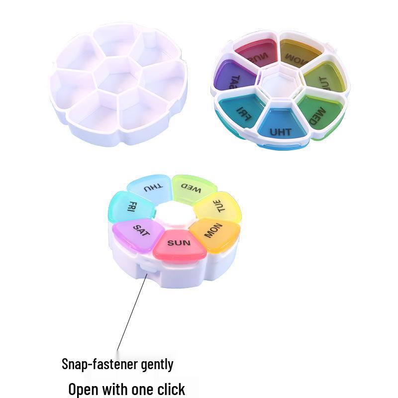 Seven-Color Quick Pack: 8-Compartment Pill Box for 7+1 Days